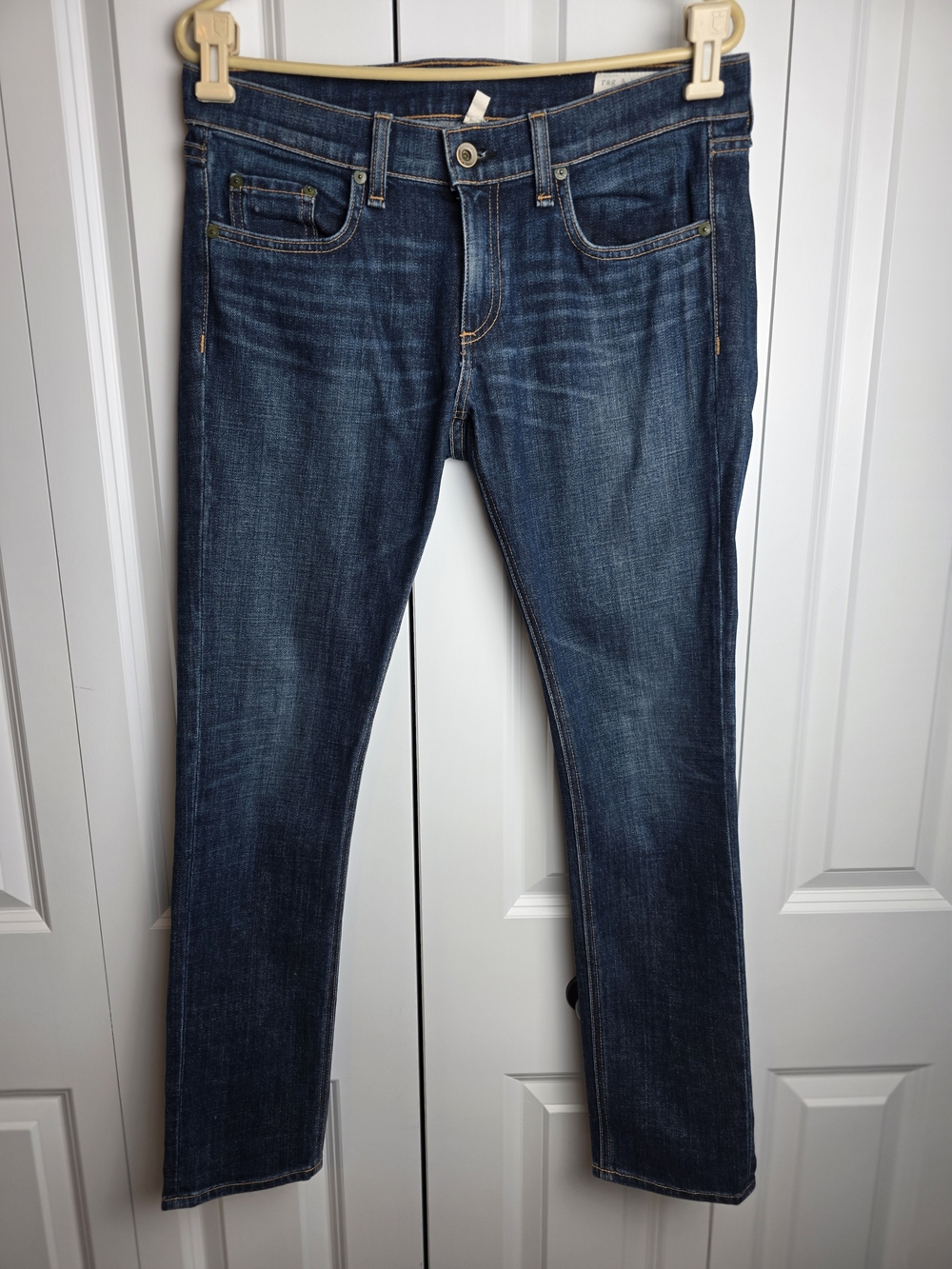 Rag & Bone "Tomboy" Slim Straight Jeans in Aged Dark Wash – Size 27 X 28.5" - Picture 2 of 16